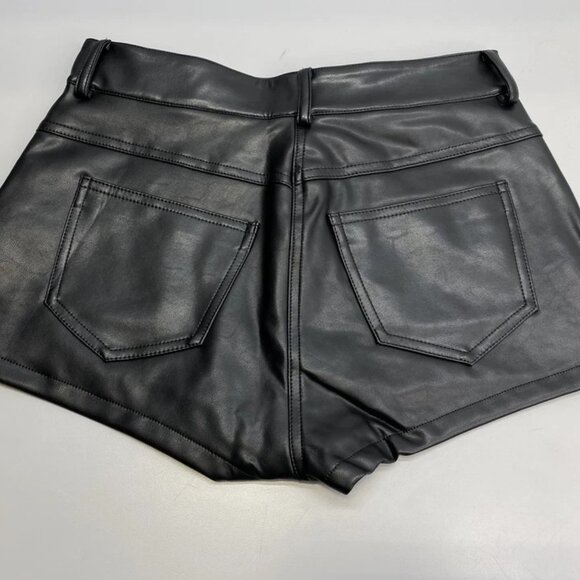 NEW NORMA KAMALI High‑Waist Faux Leather Shorts Size M (US 6) – Jet Black - Picture 4 of 6